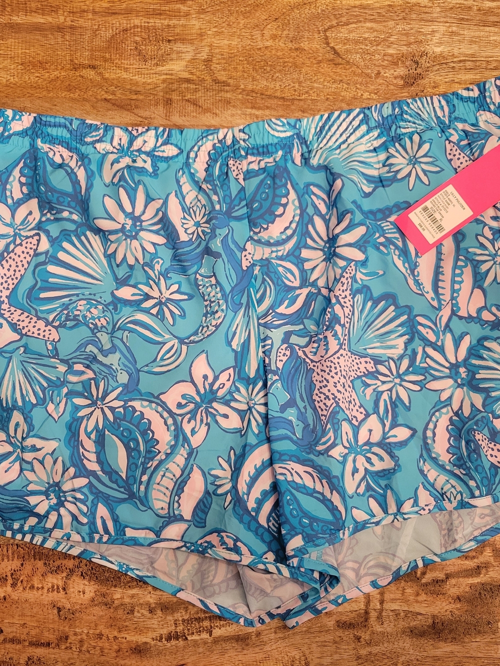 Lilly Pulitzer Turquoise & Light Pink Floral Athletic Shorts